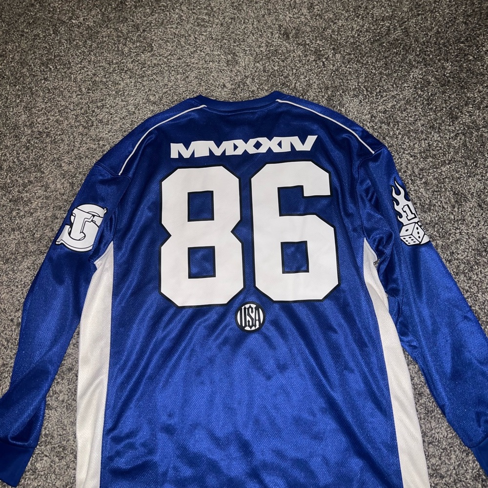 Blue and White Long Sleeve Jersey